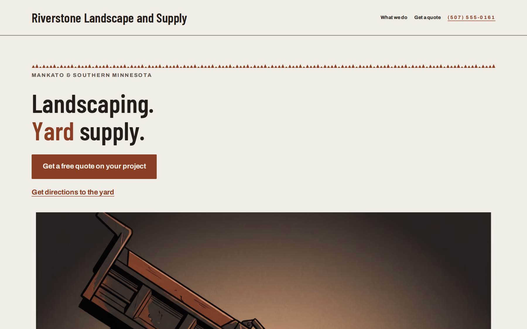 The top of the Riverstone Landscape and Supply website: a landscaping and yard supply site built for Mankato, MN